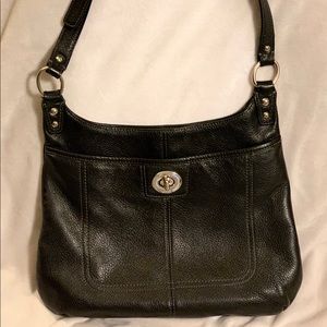 COACH Black Pebbled Leather Crossbody Hippie Bag